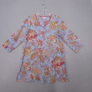 April Cornell Top Tunic Small Floral Boho Cottage Core Crochet Trim Prairie Slit